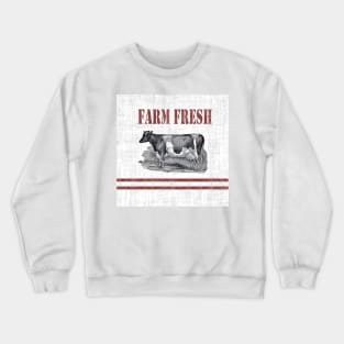 Farm fresh french country stripe burlap dairy cow Crewneck Sweatshirt